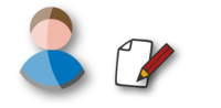 Grafik: Person plus Blatt mit Bleistift