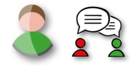 Grafik: Personen mit Sprechblasen
