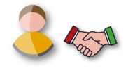 Grafik: Person plus Handschlag